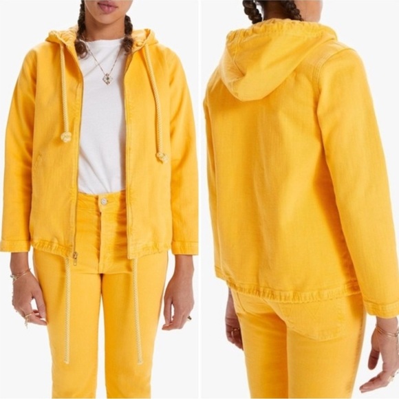 MOTHER The Double Draw Hooded Denim Jacket Size Small - Picture 1 of 8